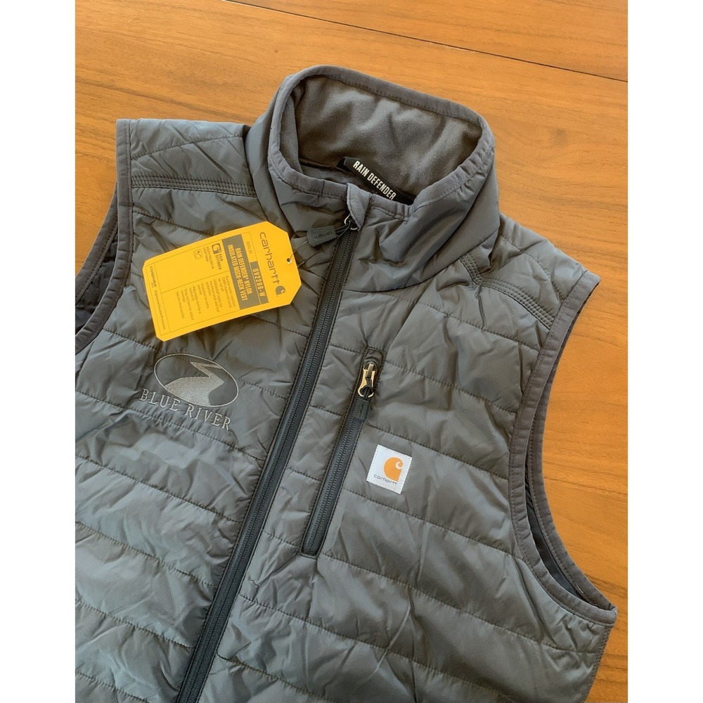 Carhartt Rain Defender Full Zip Vest Womens L NWT Shadow Gray Nylon Hiking Logos